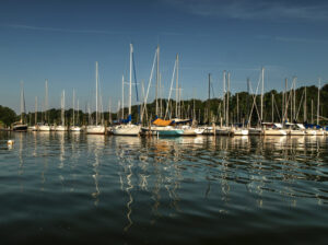 View of sailboats docked at Fort Loudoun Yacht Club in Tennessee